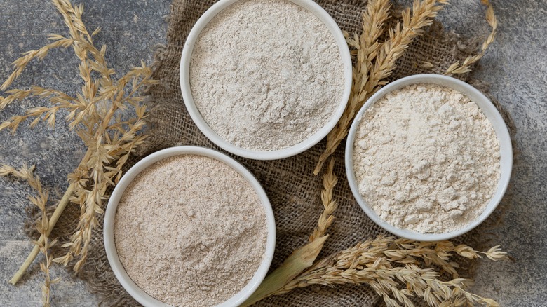 Different flours in bowls