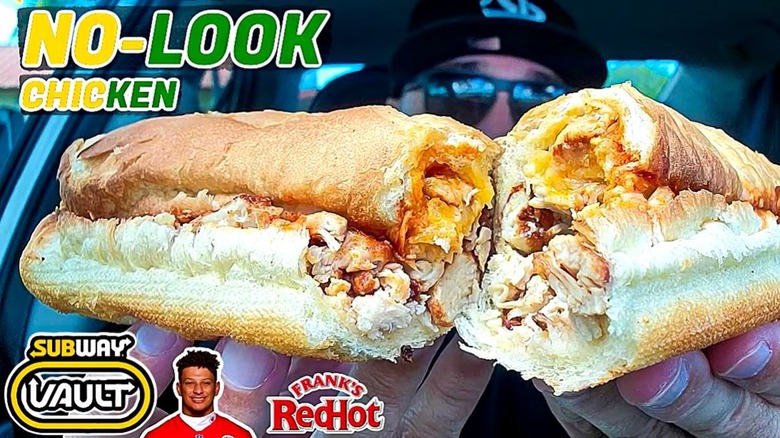 Footlong sandwich cut in half 