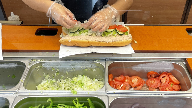 The making of a Subway sandwich