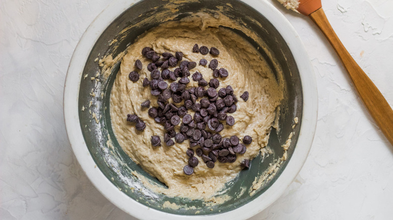 chocolate chips on batter