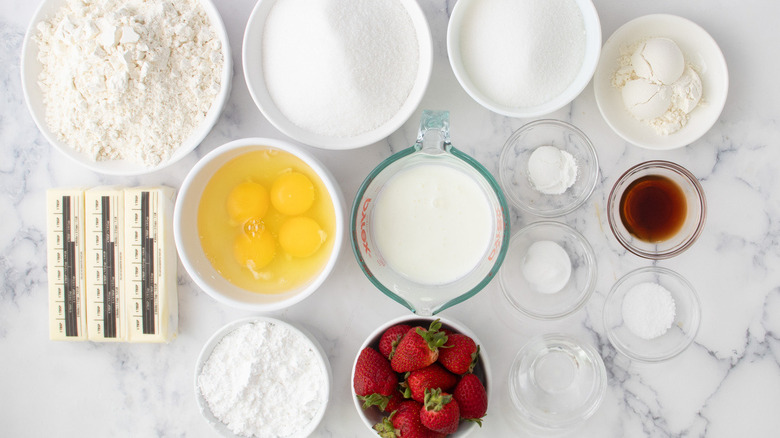 baking ingredients with strawberries