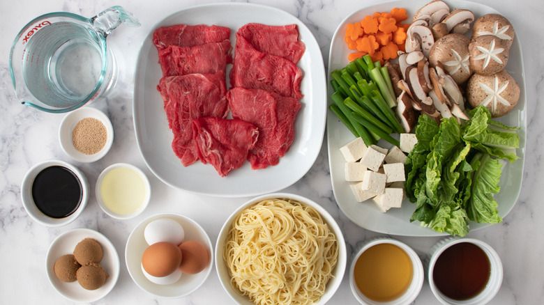 ingredients for sukiyaki hot pot