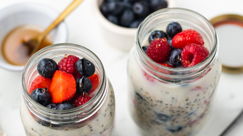 oats in jars with berries