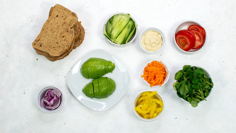 vegetables hummus and bread