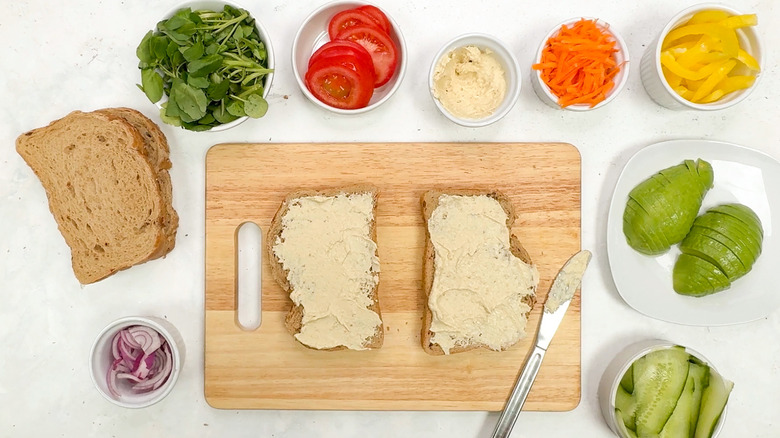 bread slices with hummus