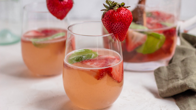 glasses of strawberry sangria