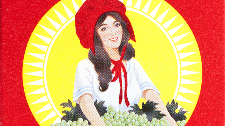 Sun-Maid raisin girl mascot on box