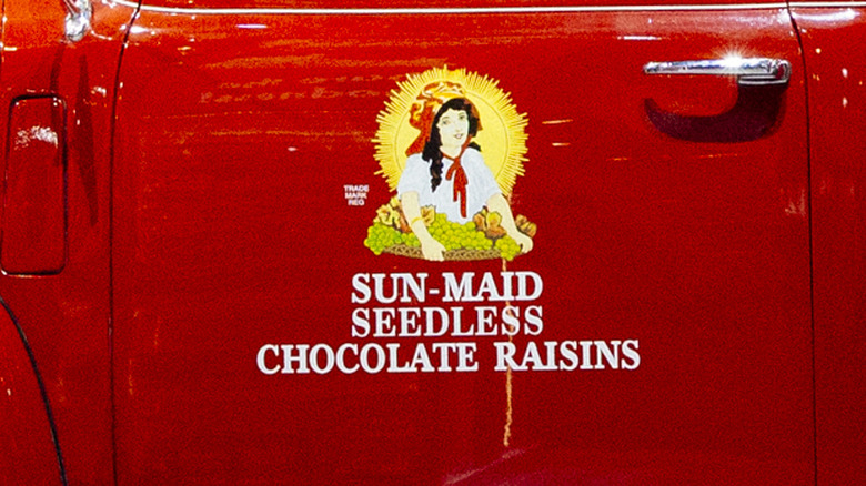 Sun-Maid logo on red truck door