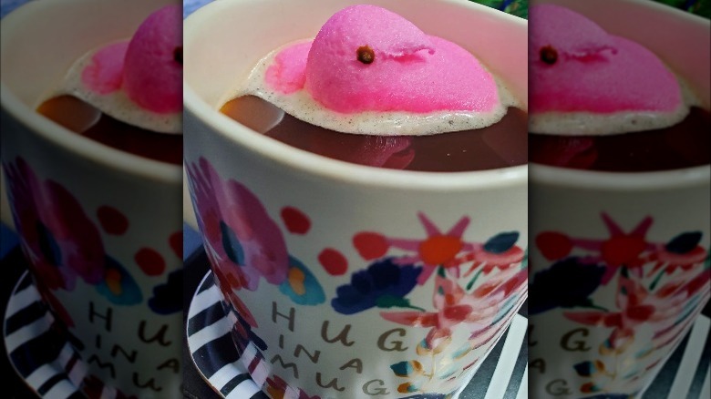  coffee with floating Peep