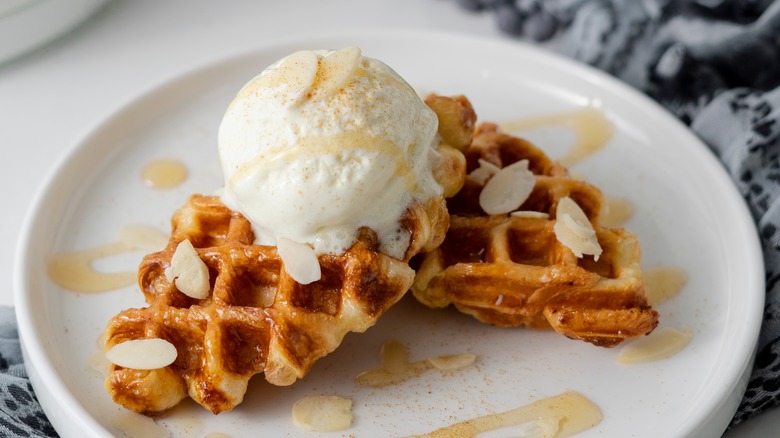 Waffles with ice cream