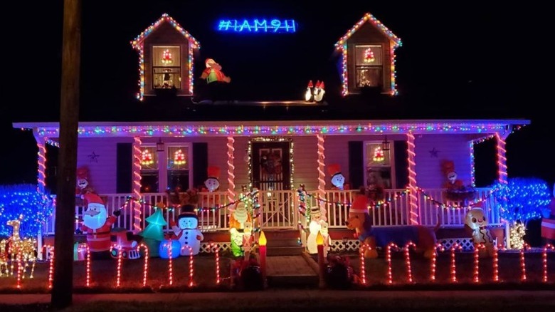 House decorated with Christmas lights