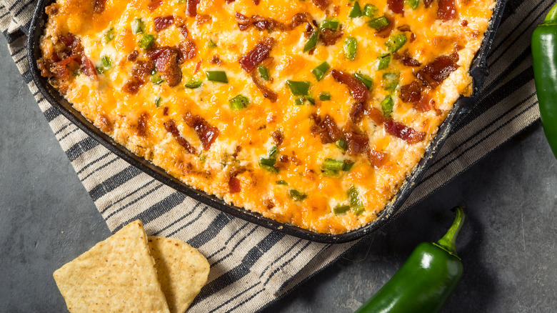 Mexican style dip in a cast iron pan