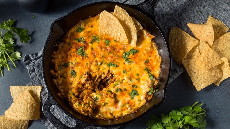 Skillet cooked queso and chips