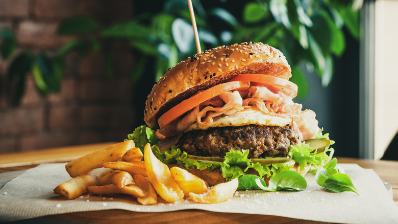 Cheese burger and fried