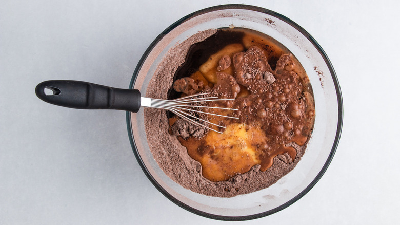 Whisking together batter ingredients