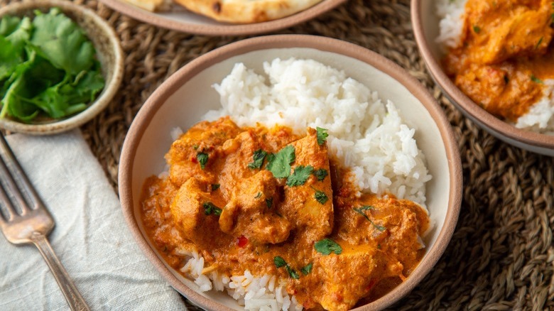 butter chicken over rice