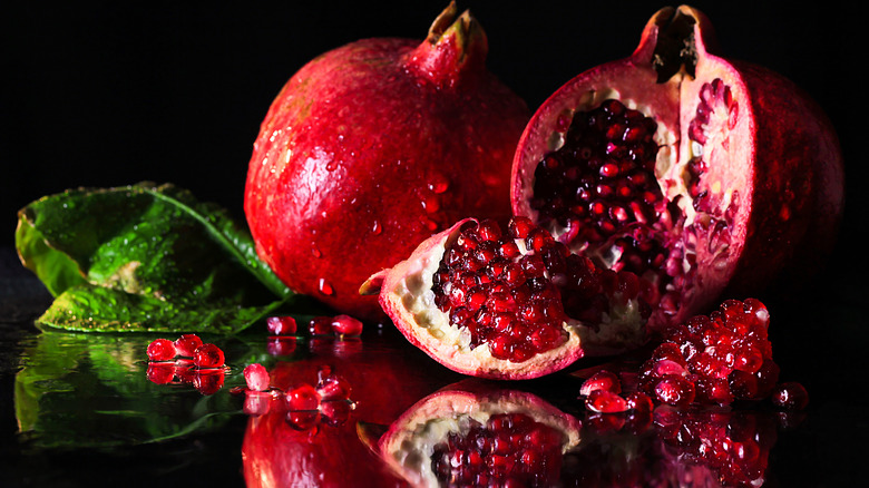 pomegranates and pomegranate seeds