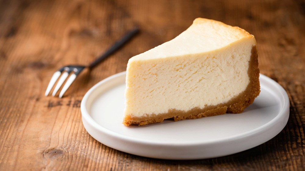 Slice of plain, New York-style cheesecake