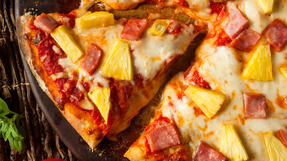 Hawaiian pizza with pineapple