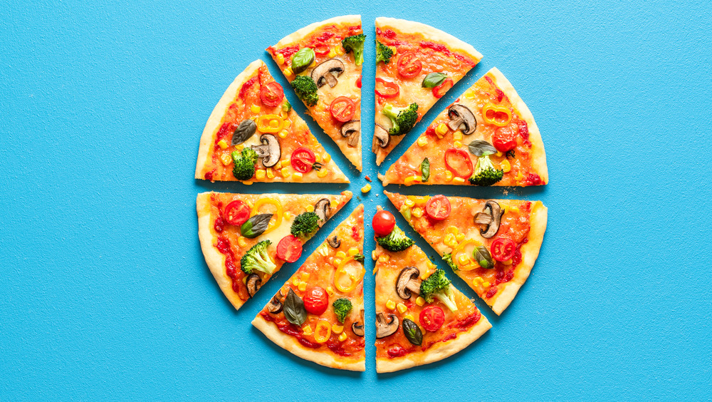 Pizza on blue background