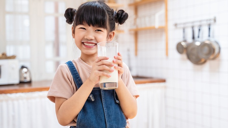 Girl drinking milk