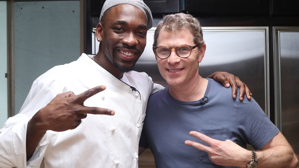 Bobby flay with a sous chef