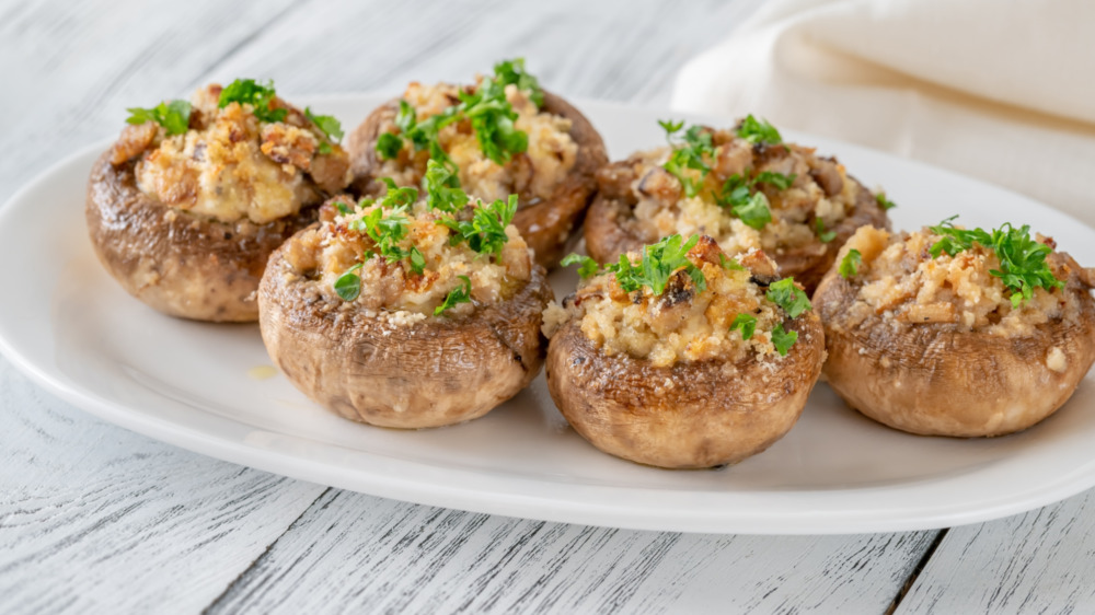 Plate of stuffed mushrooms