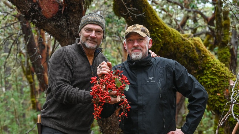 Les Stroud and Paul Rogalski with berries