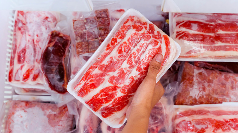 frozen beef in a sealed package