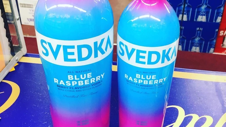 large and small blue raspberry bottles
