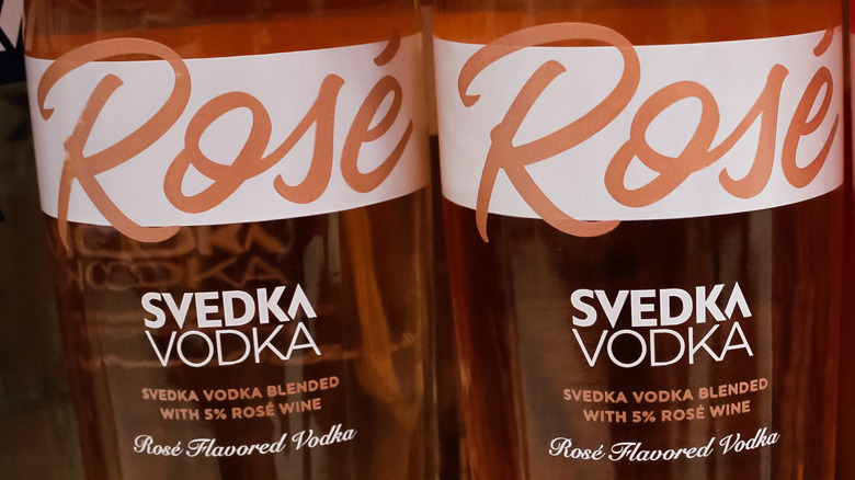 two pink bottles of svedka rose