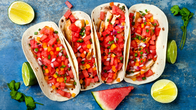 Flour tacos with watermelon salsa