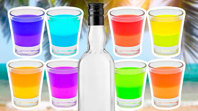 Rum with colorful Jell-O shots