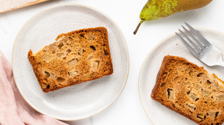 pear bread slices on plates