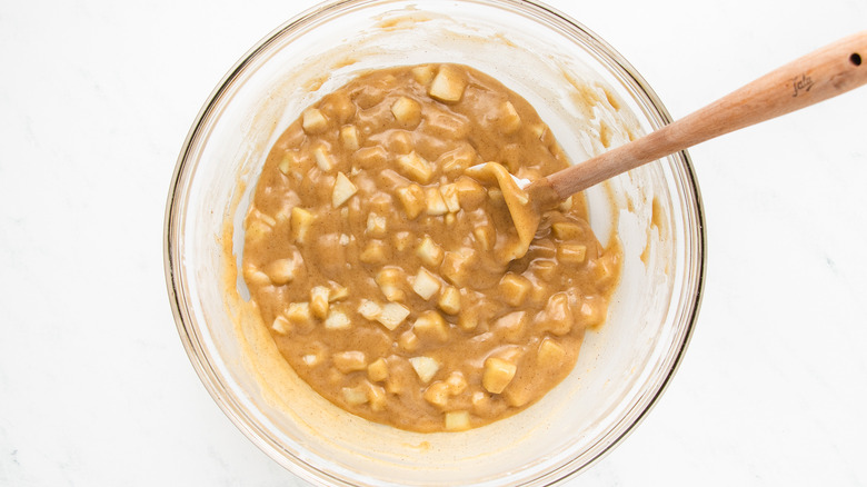 pear bread mixture in bowl