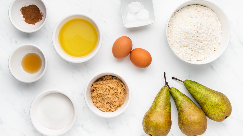 pear bread ingredients laid out