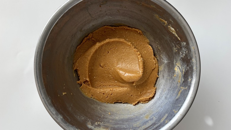 peanut butter in a metal bowl