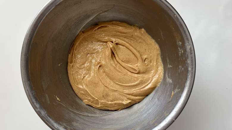 peanut butter mixture in a metal bowl