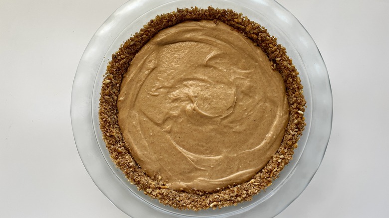 peanut butter filling in a pie crust