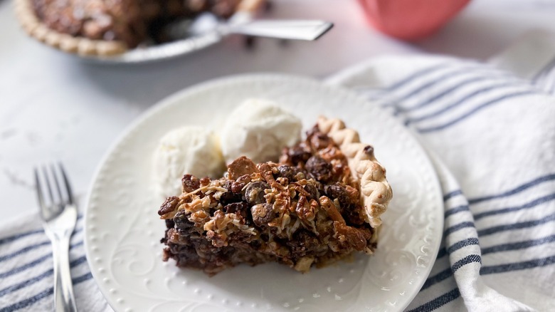 slice of texas trash pie on plate