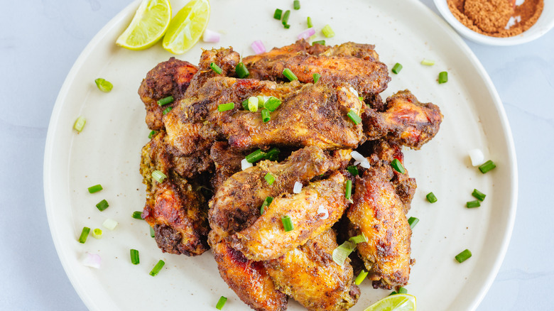 dry-rubbed wings on plate