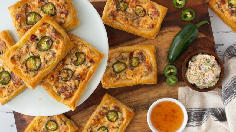 sweet and savory jalapeño cheese tarts on surface