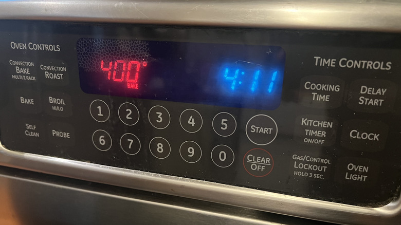 oven temperature setting display