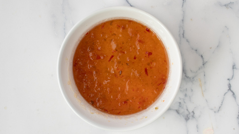 diluted pepper jelly in bowl