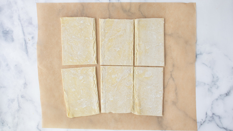 pastry dough cut into rectangles