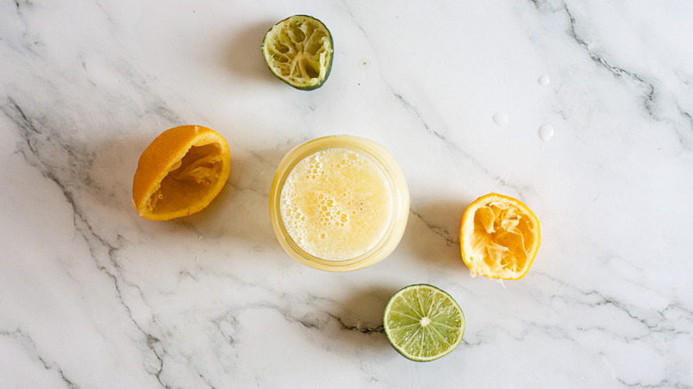 jar with lemon and lime juice