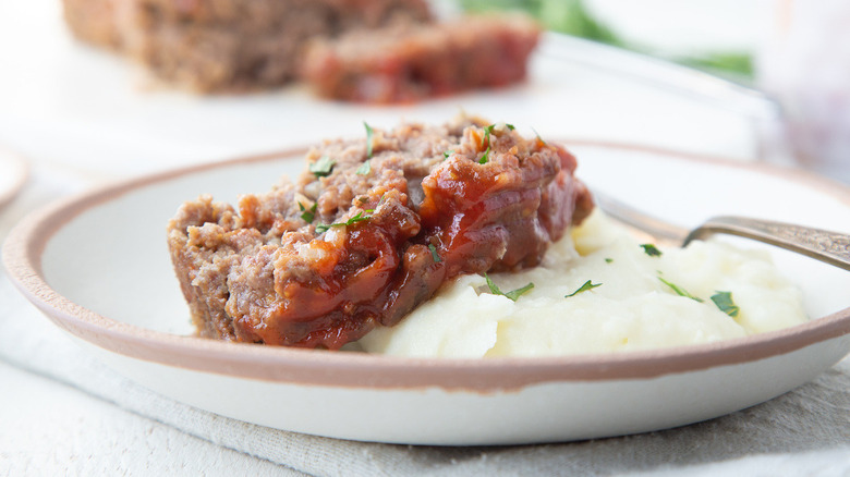 meatloaf slice on plate