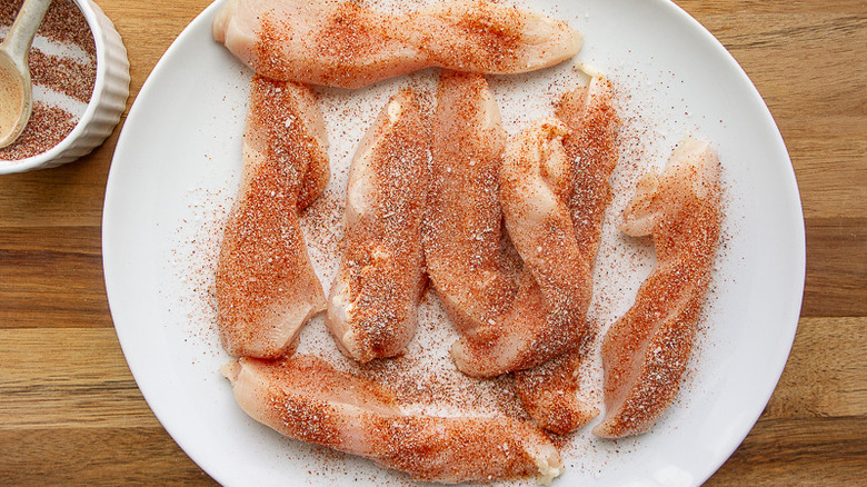 chicken tenders seasoned with spices