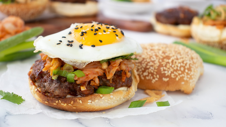 korean bbq burger with egg