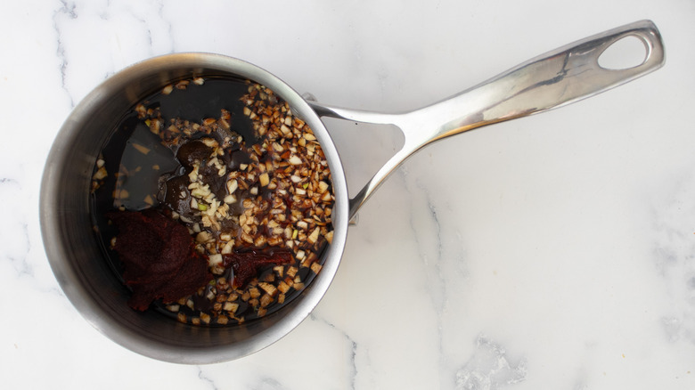 glaze ingredients in saucepan